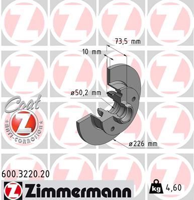 Zimmermann 600.3220.20 - Brzdový kotúč -