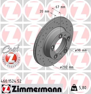 Zimmermann 460.1524.52 - Brzdový kotúč -