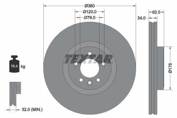 Textar 92316405 - Brzdový kotúč -