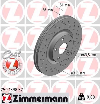 Zimmermann 250.1398.52 - Brzdový kotúč -