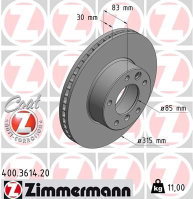 Zimmermann 400.3614.20 - Brzdový kotúč -