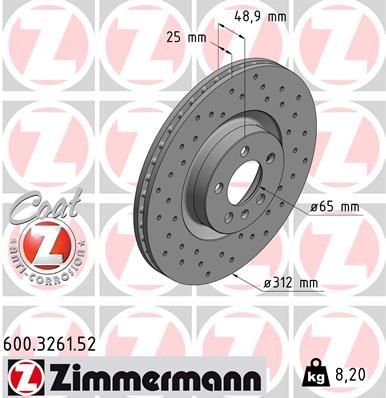 Zimmermann 600.3261.52 - Brzdový kotúč -