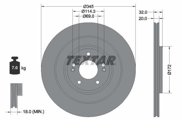Textar 92349403 - Brzdový kotúč -