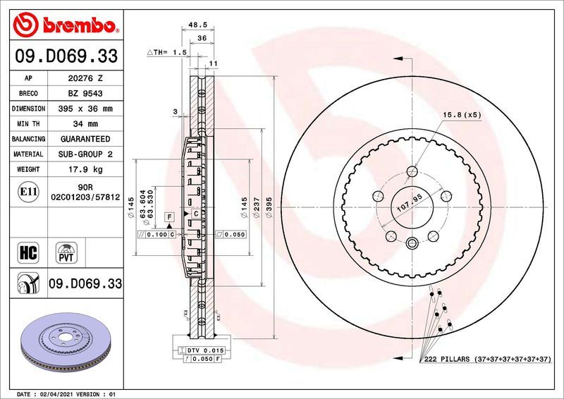 Brembo 09.D069.33