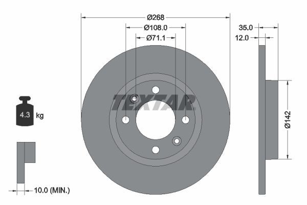 Textar 92325903 - Brzdový kotúč -