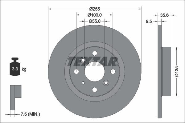 Textar 92338203 - Brzdový kotúč -
