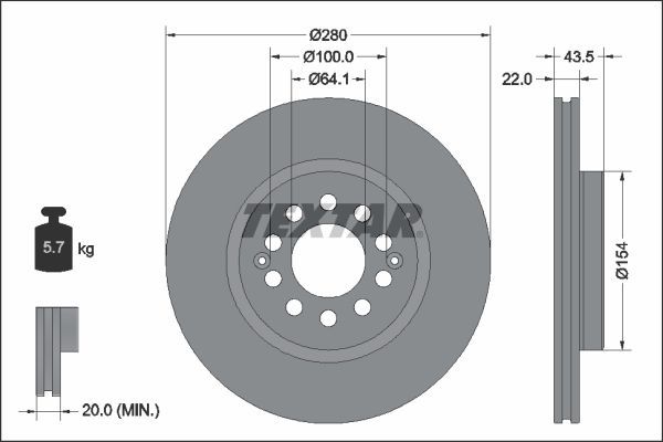Textar 92342603 - Brzdový kotúč -