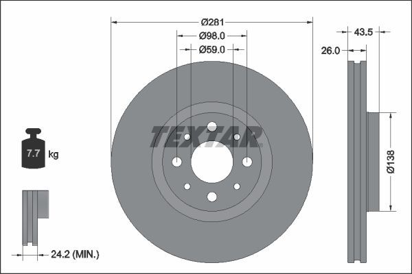 Textar 92344703 - Brzdový kotúč -
