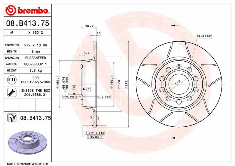 Brembo 08.B413.75