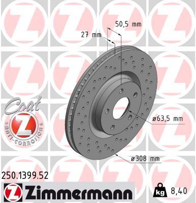 Zimmermann 250.1399.52 - Brzdový kotúč -