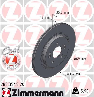 Zimmermann 285.3545.20 - Brzdový kotúč -