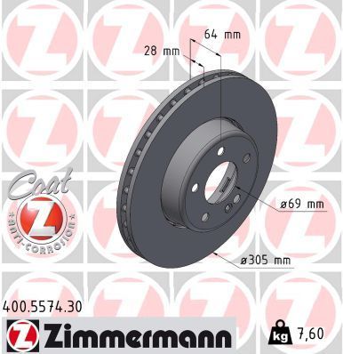 Zimmermann 400.5574.30 - Brzdový kotúč -