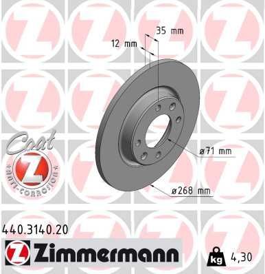Zimmermann 440.3140.20 - Brzdový kotúč -