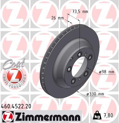 Zimmermann 460.4522.20 - Brzdový kotúč -