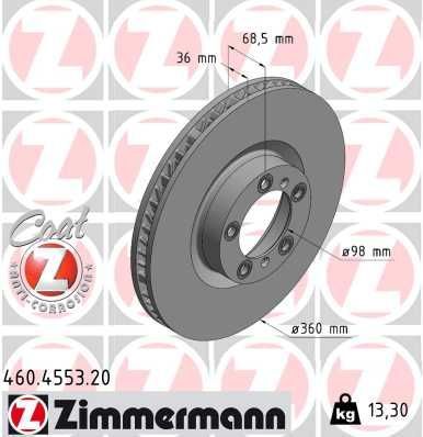 Zimmermann 460.4553.20 - Brzdový kotúč -