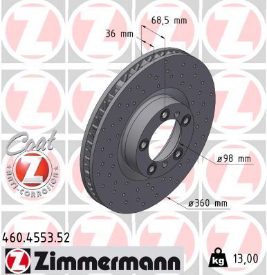 Zimmermann 460.4553.52 - Brzdový kotúč -