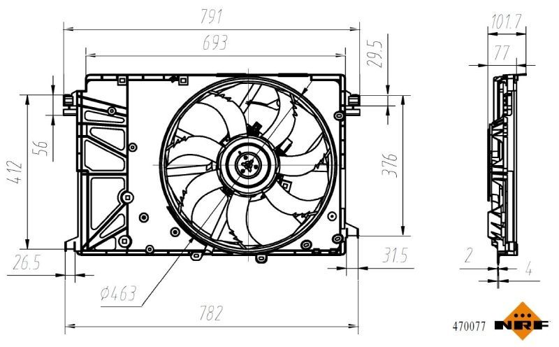 NRF 470077 - Ventilátor motora -