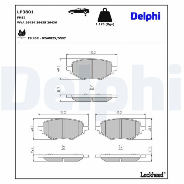 Delphi LP3801 - Brzdové platničky -