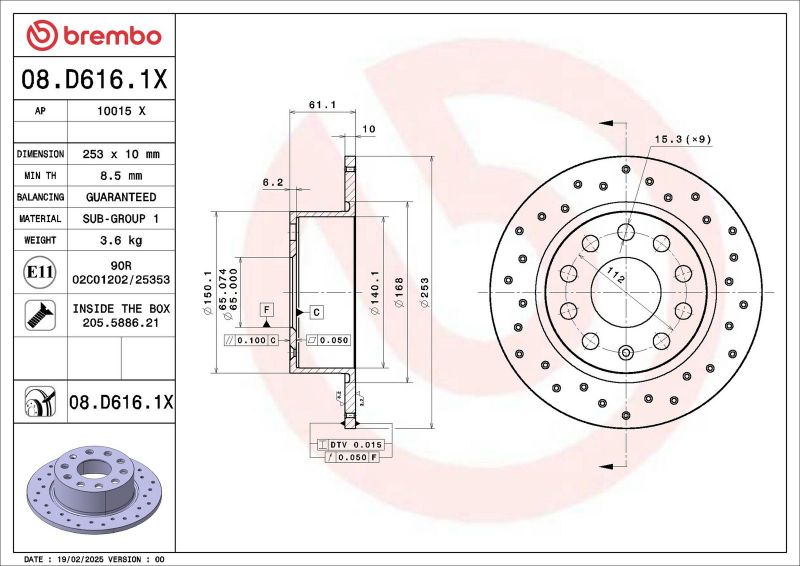 Brembo 08.D616.1X