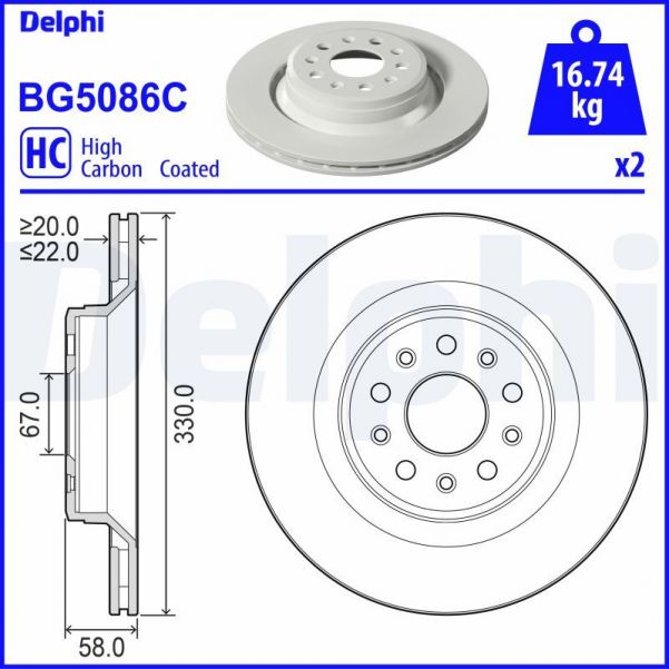 Delphi BG5086C - Brzdový kotúč -