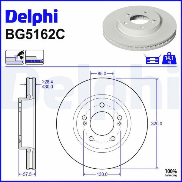 Delphi BG5162C - Brzdový kotúč -