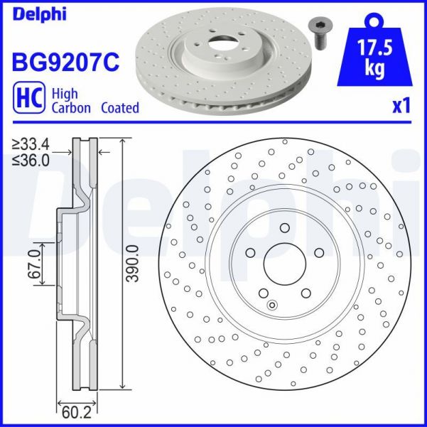 Delphi BG9207C - Brzdový kotúč -