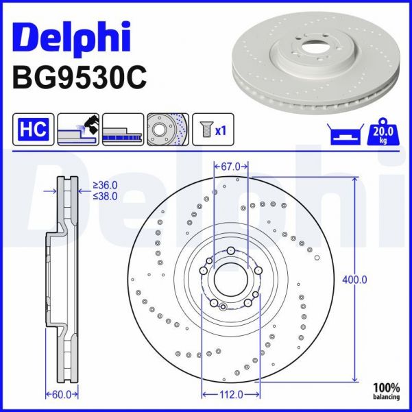 Delphi BG9530C - Brzdový kotúč -