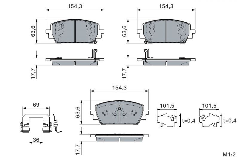 Bosch 0 986 460 299 - Brzdové platničky -