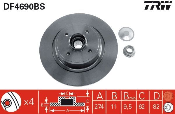 TRW DF4690BS - Brzdový kotúč -